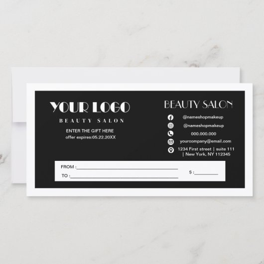 Logo cadeaucertificaat voor zwart-wit hart (Achterkant)