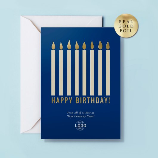 Logo Candles Business Blue Gold Verjaardag Kaart