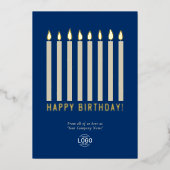 Logo Candles Business Blue Gold Verjaardag Kaart (Voorkant)