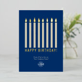 Logo Candles Business Blue Gold Verjaardag Kaart (Staand Voorkant)