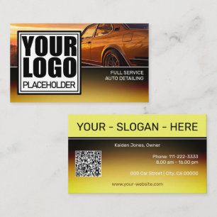 Logo Car Photo Template Golden Chrome Ombre Visitekaartje