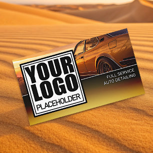 Logo Car Photo Template Golden Chrome Ombre Visitekaartje