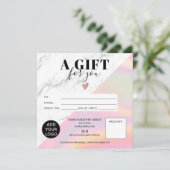 Logo certificaat met cadeaubon voor marmer-regenbo (Staand voorkant)