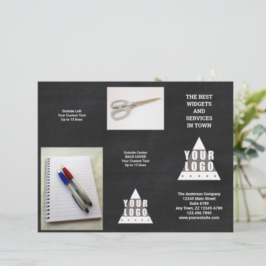 Logo Chalkboard 5 Foto Promo Tri Fold Brochure (Staand voorkant)