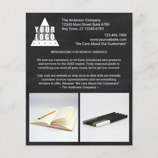 Logo Chalkboard Stylish Creëer Your Ewn 2 Foto Flyer (Voorkant)