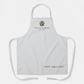 logo chef naam professionele grijze apron schort (Voorkant)