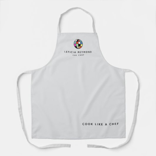 logo chef naam professionele grijze apron schort (Voorkant)