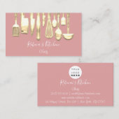 Logo Chef Restaurant Stylish Knifes Roos Visitekaartje (Voorkant / Achterkant)