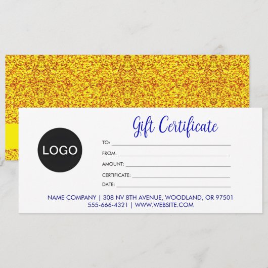 Logo & Chic Schrift, Gouden Zakelijk Cadeau Certif (Voorkant / Achterkant)