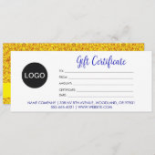 Logo & Chic Script, Gold Zakelijk Cadeaubon (Voorkant / Achterkant)