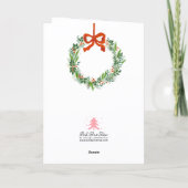 Logo Christmas Wreath Hand Painted Business Feestdagen Kaart (Achterkant)