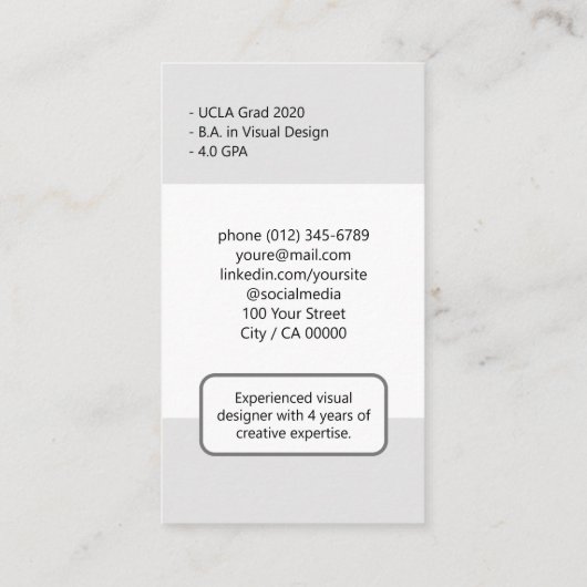 Logo Circle Lijst Classic Werkzoekende Classy Clea Visitekaartje (Achterkant)