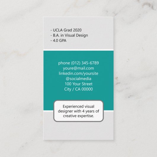 Logo Circle Lijst Classic Werkzoekende Creative Pi Visitekaartje (Achterkant)