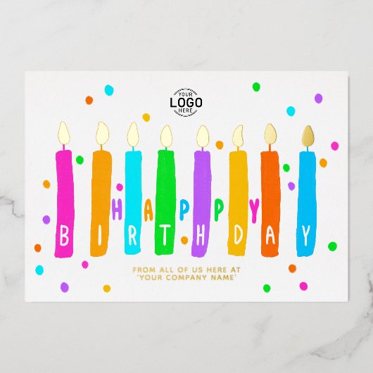 Logo Colorful Candles Business Birthday Gold Kaart (Voorkant)