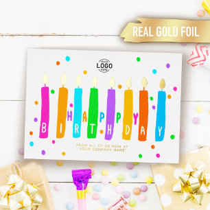 Logo Colorful Candles Business Birthday Gold Kaart