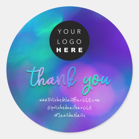 Logo Company Name Thank You Shopping Blue Purple Ronde Sticker (Voorkant)