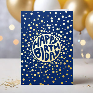 Logo Confetti Blau Zakelijk Goud Gelukkig Verjaard Folie Wenskaart