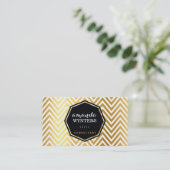 LOGO Cool Chevron Patroon gouden folie badge achth Visitekaartje (Staand voorkant)