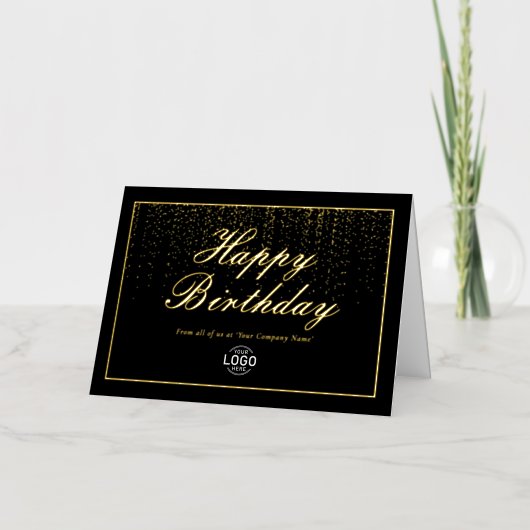 Logo Corporate Black Gold Happy Birthday Folie Wenskaart (Voorkant)