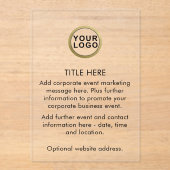 Logo Corporate Business Event Marketing Acryl Uitnodigingen (Voorkant)