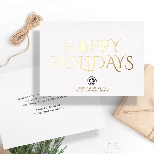 Logo Corporate Elegant Clean White Christmas Happy Folie Feestdagenkaart