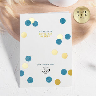 Logo Corporate Modern Blauwgroen Gold Happy Birthd Folie Wenskaart