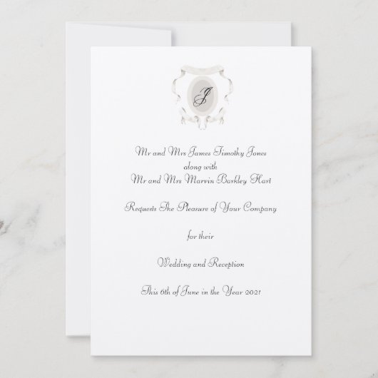 Logo Crest Monogram Casual huwelijksuitnodiging Kaart (Voorkant)