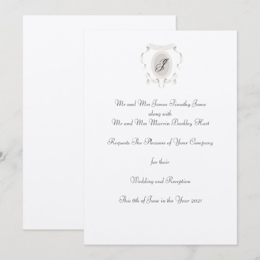 Logo Crest Monogram Casual huwelijksuitnodiging Kaart (Voorkant / Achterkant)