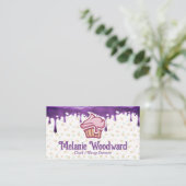 Logo cupcake bakkerij | Paarse glazuur drip Visitekaartje (Staand voorkant)