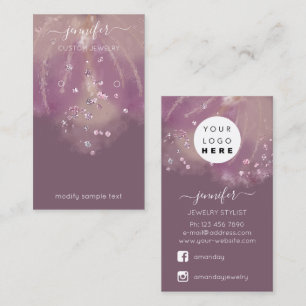 Logo Custom Jewelry Card Social Crystals Confetti Visitekaartje
