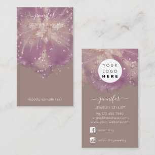 Logo Custom Jewelry Card Social Crystals Floral Visitekaartje