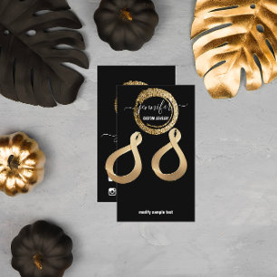 Logo Custom Jewelry Card Social Media Black Golden Visitekaartje