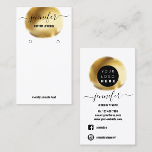 Logo Custom Jewelry Card Social Media White Golden Visitekaartje