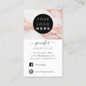 Logo Custom Jewelry Kaart Social Media Abstract Visitekaartje (Achterkant)