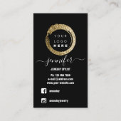 Logo Custom Jewelry Kaart Social Media Black Golde Visitekaartje (Achterkant)