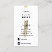 Logo Custom Jewelry Kaart Social Media Gold White Visitekaartje (Achterkant)