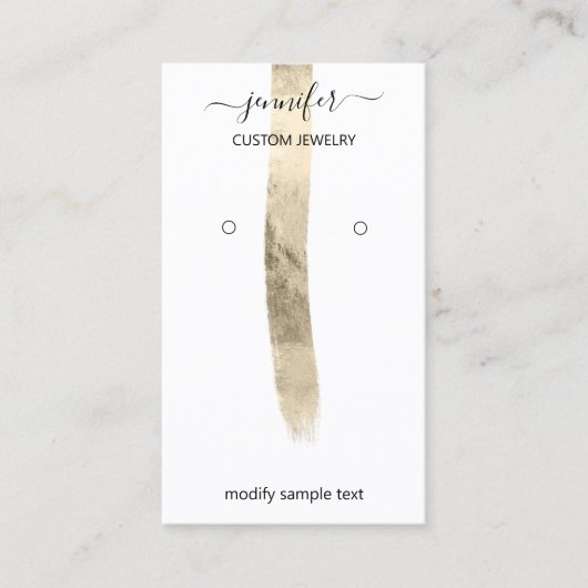 Logo Custom Jewelry Kaart Social Media Gold White Visitekaartje (Voorkant)