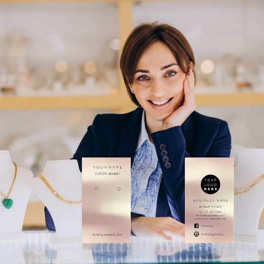 Logo Custom Jewelry Kaart Social Media Roos Visitekaartje