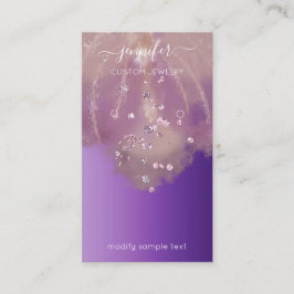 Logo Custom Jewelry Kaart Social Paarse Florals Visitekaartje