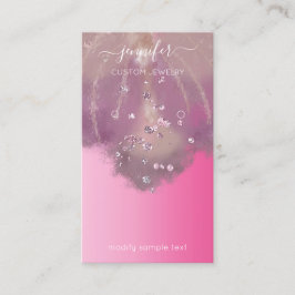 Logo Custom Jewelry Kaart Social Pink Florals Visitekaartje