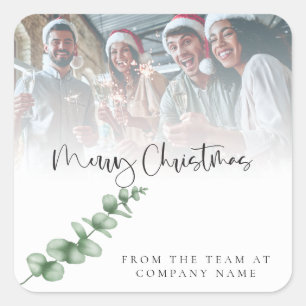 Logo Custom Photo Company Foliage Merry kerst Vierkante Sticker