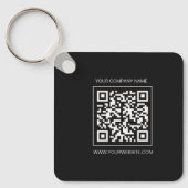 Logo, custom QR code  text double sided black  Sleutelhanger (Voorkant)