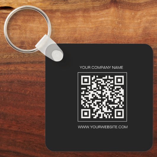 Logo, custom QR code  text double sided black  Sleutelhanger (Voorkant)