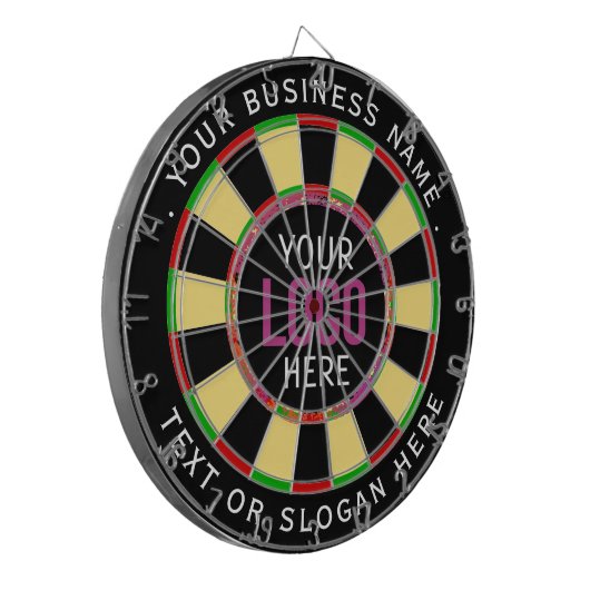 Logo & Custom Text Business Company  Dartbord (Voorkant Links)
