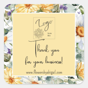 Logo Daisy Floral Handmade Crafting Business Promo Vierkante Sticker