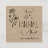 Logo Daisy Floral Minimalist Handgemaakt Handgemaa Vierkante Visitekaartje (Voorkant)