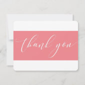 LOGO DANK U elegante kalligrafie koraal roze Bedankkaart (Achterkant)