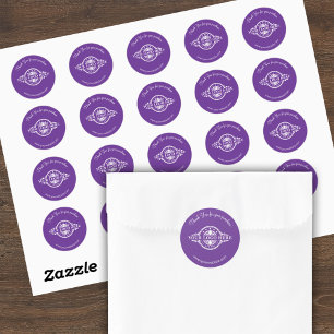 Logo / Dank u Paarse ronde Stickers Blad