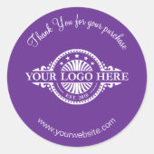 Logo / Dank u Paarse ronde Stickers Blad (Voorkant)