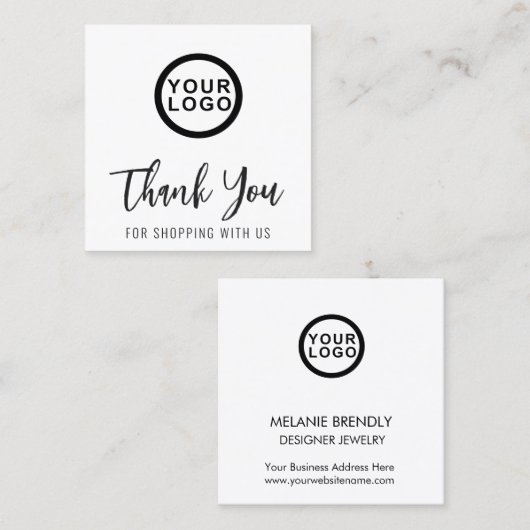 Logo Dank u voor het elegante moderne plein Visite Vierkante Visitekaartje (Voorkant / Achterkant)